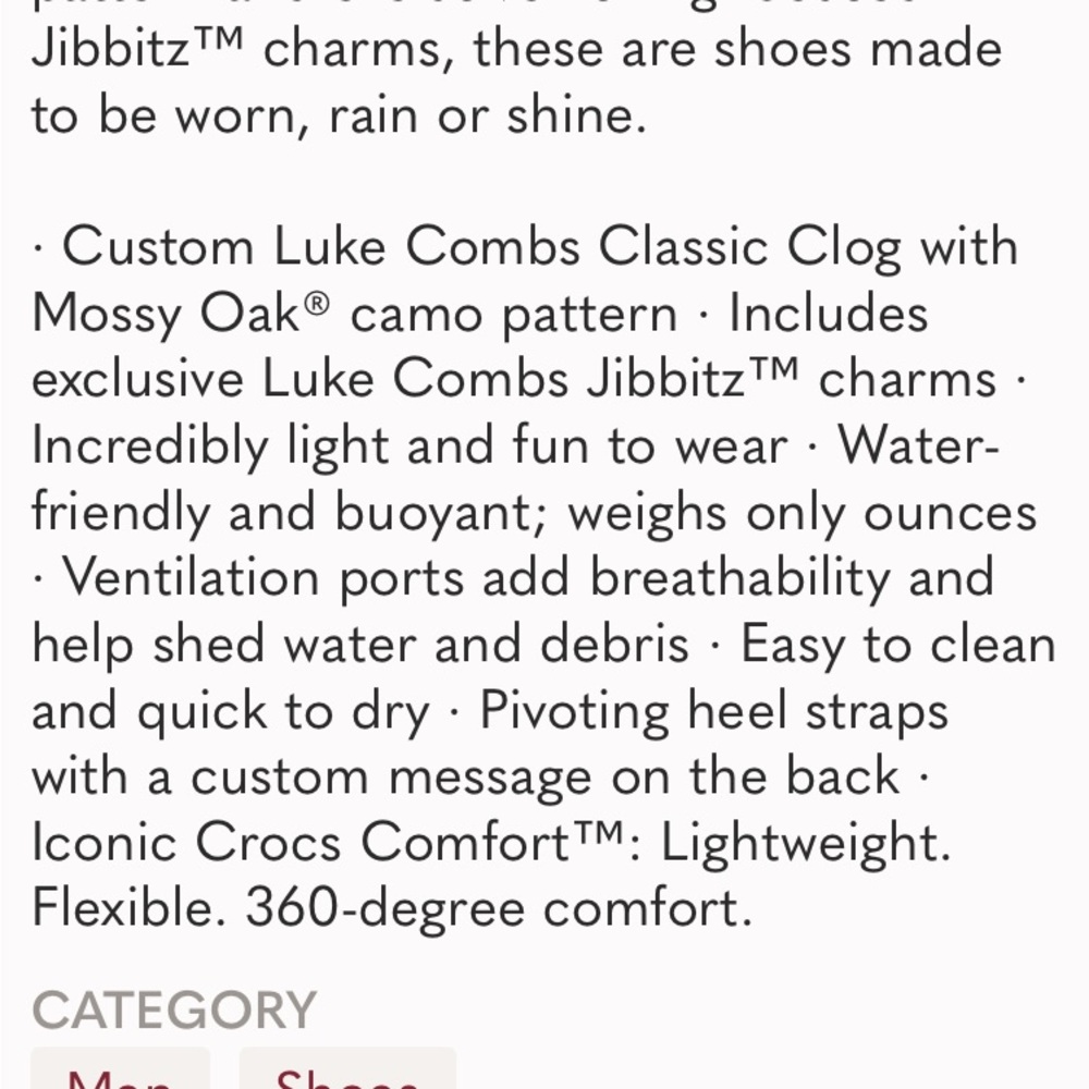 Luke Combs X Crocs Bootleggers 2022 Realtree camo clog men”s size 12 - Picture 4 of 13